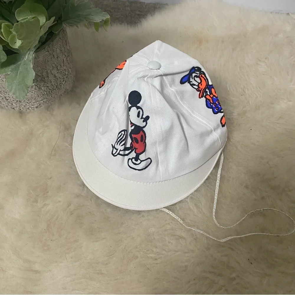 Vintage 1970s 1980s Walt Disney World Baby Bonnet Hat Mickey Donald Pluto RARE